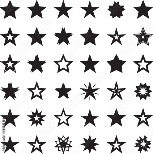 A Collection of Black and White Star Shapes with Various and Patterns also transparent background stars