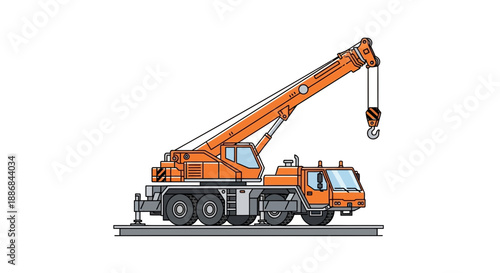 Vibrant Vector Illustration Of A Robust Mobile Crane Essential For Modern Construction