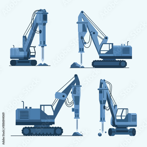 Versatile Hydraulic Breaker Excavator Set For Demolition And Rock Breaking Tasks