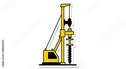 Vibrant Yellow Foundation Drilling Rig Icon Vector For Heavy Construction Projects Site Works