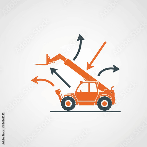 Versatile Telehandler Machine Demonstrating Dynamic Movement Capabilities Icon Design