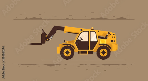 Versatile Yellow Telehandler Forklift For Heavy Material Handling At Worksite