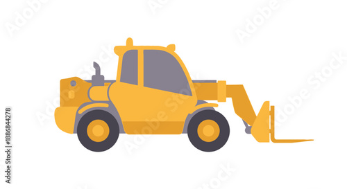 Vibrant Yellow Industrial Forklift Vector Illustration For Construction Logistics And Material