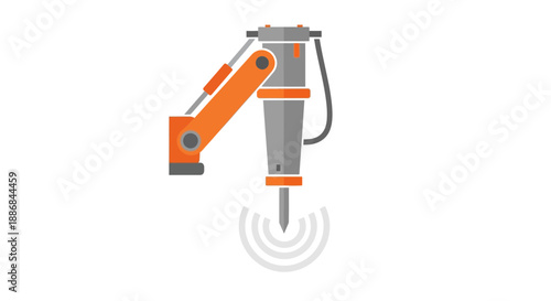Vibrating Industrial Jackhammer Flat Design Illustration For Heavy Construction Work