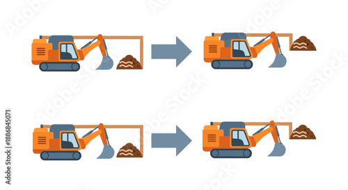 Vibrant Industrial Excavator Shifting Ground Material Process Visual Representation