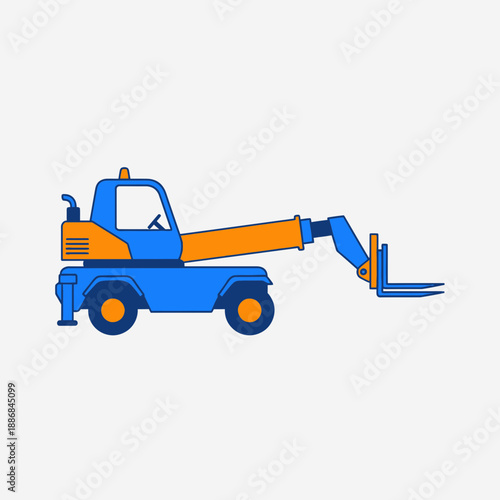 Vibrant Industrial Material Handling Telehandler Equipment Vector Graphic For Construction
