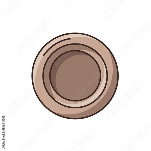 Warm Brown Empty Serving Dish Minimalist Design Vector Illustration Isolated Clean Art