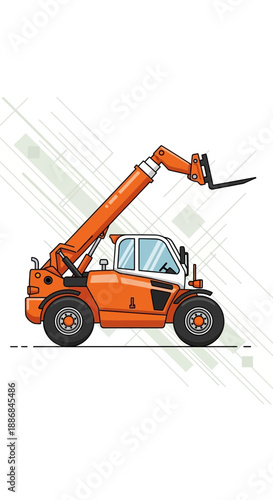 Vibrant Orange Telescopic Handler Industrial Construction Equipment Vehicle
