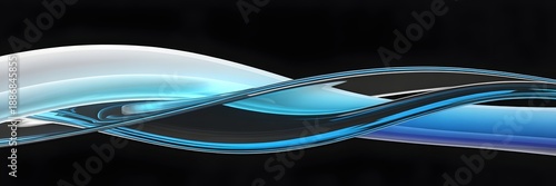 Dynamic Glossy Blue and White Abstract Forms