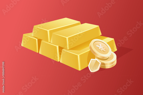 Gold Price Investment Financial Management Operation Gold Price Fluctuation 3D Illustration