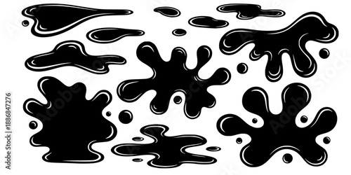 Abstract Liquid Blob Organic Fluid Shapes Modern Vector Collection Black White Contemporary Design