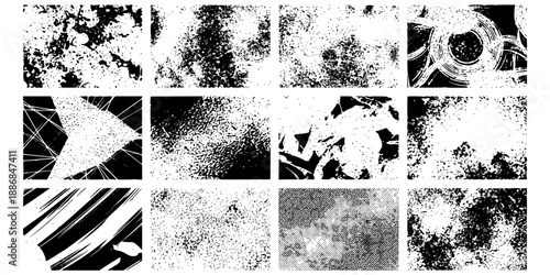 Grunge Texture Grain Overlay Distressed Vintage Noise Pattern Vector Collection Black White Abstract