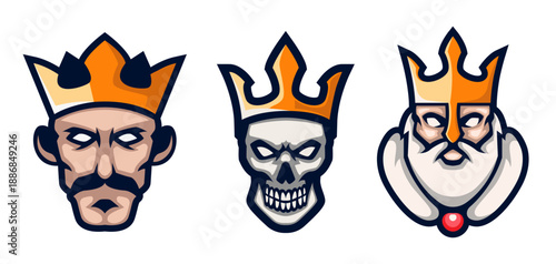 Set of Kings Head Logo design template.