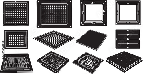 Collection of various microchip and circuit board designs