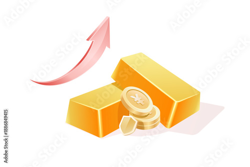 Gold Price Investment Financial Management Operation Gold Price Fluctuation 3D Illustration