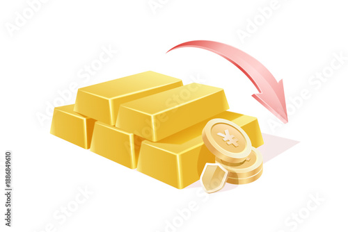 Gold Price Investment Financial Management Operation Gold Price Fluctuation 3D Illustration