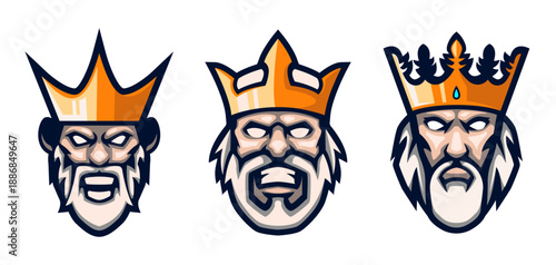 Set of Kings Head Logo design template.