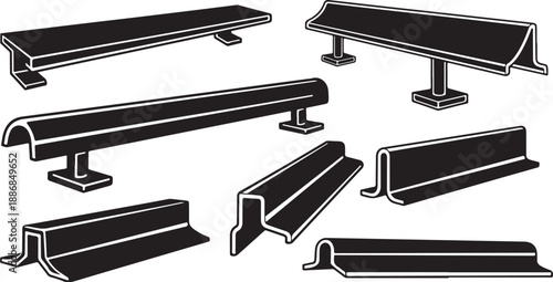 Various Metal Railings and Handrails in Black Color