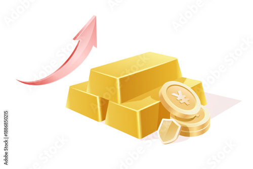 Gold Price Investment Financial Management Operation Gold Price Fluctuation 3D Illustration