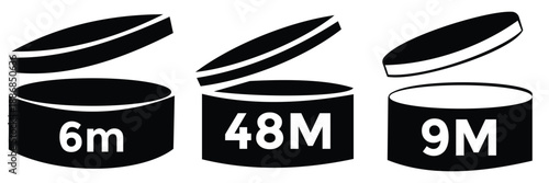 PAO Icon Set – Cosmetic Expiration Period After Opening Symbols Collection	
