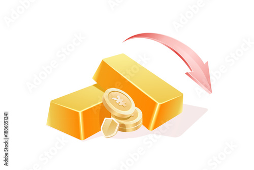 Gold Price Investment Financial Management Operation Gold Price Fluctuation 3D Illustration