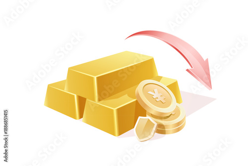 Gold Price Investment Financial Management Operation Gold Price Fluctuation 3D Illustration