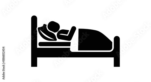 A person sleeping peacefully on a bed in a serene environment from a side viewpoint