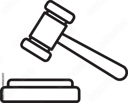 Minimalist Judge Gavel and Sounding Block Legal Line Icon