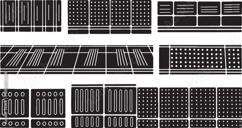 Geometric patterns and shapes in black and white design