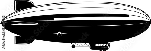 Vintage blimp zeppelin transport vehicle travel silhouette vector illustration
