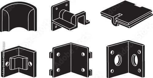 Industrial metal bracket and plate hardware components set
