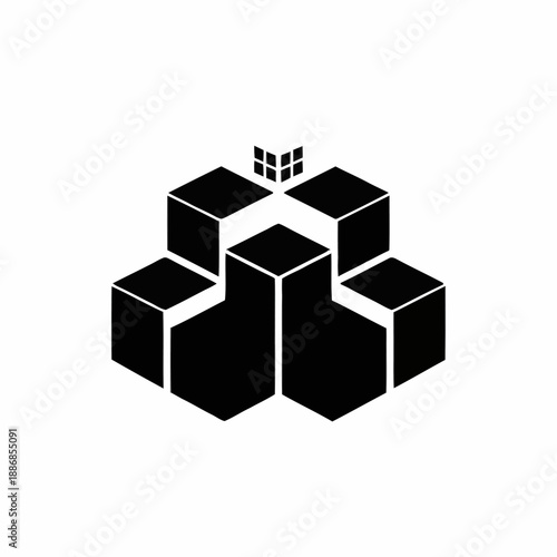 Abstract geometric cube structure in black and white.