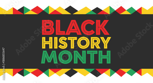 Black History Month Geometric Decorative Banner with African American Colors