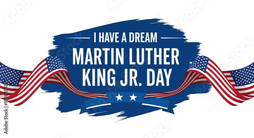 Stylized Illustration Commemorating Martin Luther King Jr. Day with American Flags