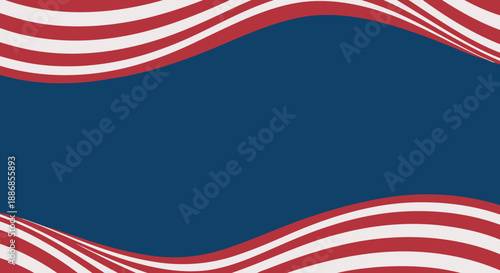 Waving Red and White Stripes on Blue Background - Abstract American Flag Inspired Design