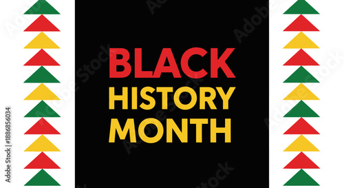 Black History Month Text Design with Geometric African Inspired Pattern