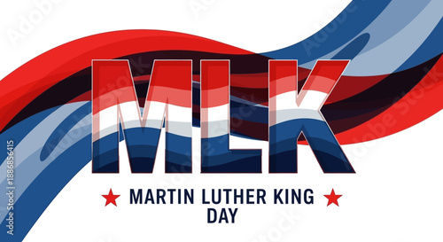 MLK Martin Luther King Jr. Day holiday celebration with red white and blue abstract background