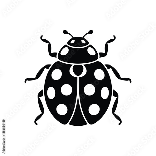 Simple black and white illustration of a spotted ladybug icon