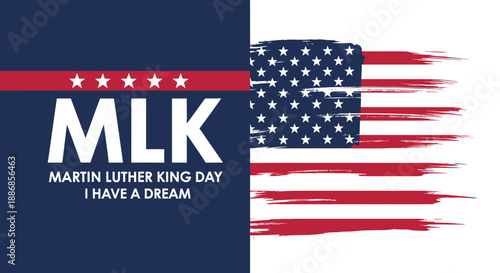 MLK Martin Luther King Day I Have A Dream American Flag Brush Stroke Graphic