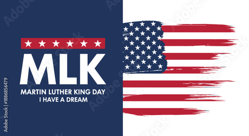Martin Luther King Day Celebration with American Flag - Graphic Art