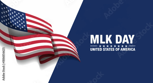 MLK Day United States of America Celebration with Waving American Flag Vector Art