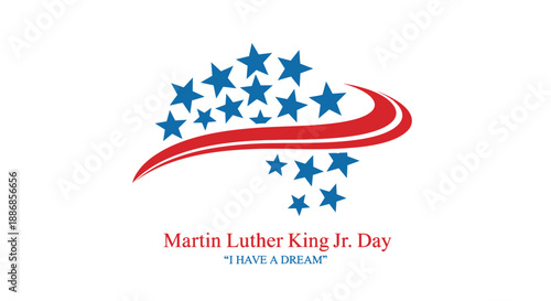 Martin Luther King Jr Day Graphic with Stars and Red Swirl - I Have a Dream
