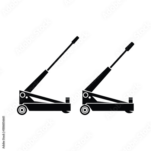 Two hydraulic floor jacks shown in a simple black and white illustration