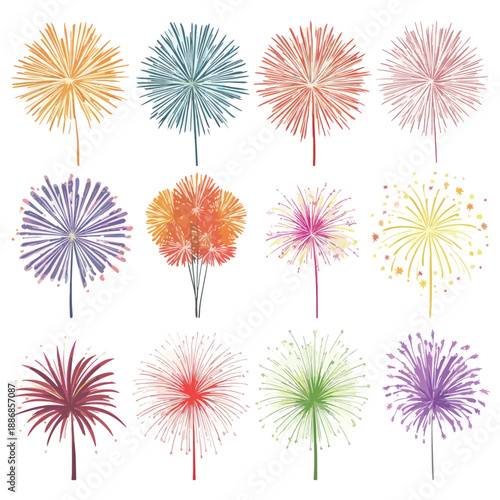 set of fireworks vector illustration