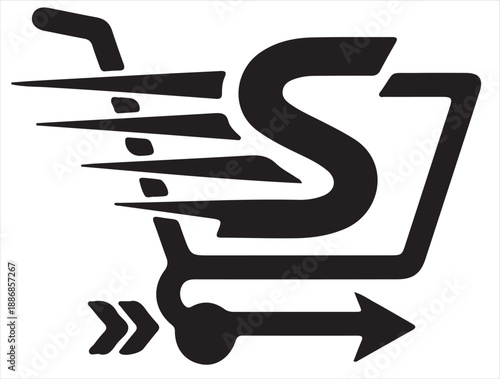 SwiftShop icon in silhouette white background..