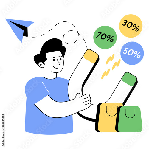 Conceptual flat design illustration of attractive sale