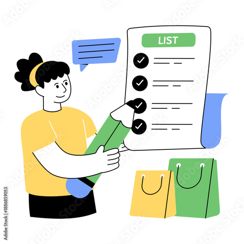 Perfect style illustration of shopping list