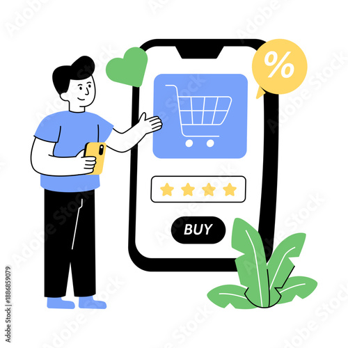 Modern style illustration of mobile shopping discount 
