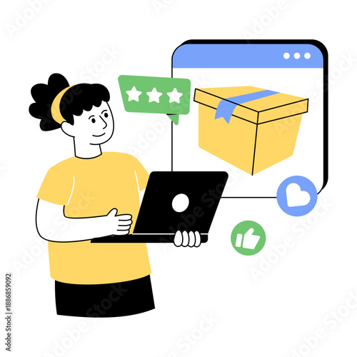 An eye catching style illustration of online present 