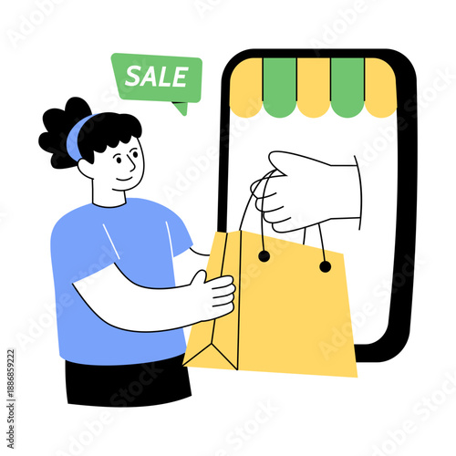 An eye catching style illustration of online purchase 